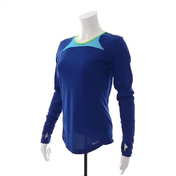 Nike Dri-Fit Crew Neck Long Sleeve Breathable Blue Athletic Shirt Womens Size XS - Picture 1 of 11